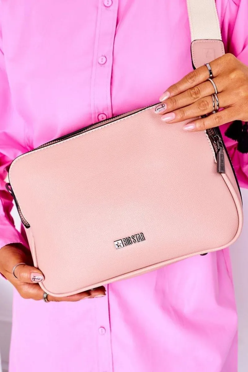 New Torebka Listonoszka Kuferek Big Star HH574086 Różowa Torebki Kuferki|Listonoszki