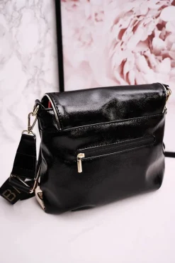 Discount Torebka Listonoszka LAURA BIAGGI Lakierowana Czarna Torebki Klasyczne|Listonoszki