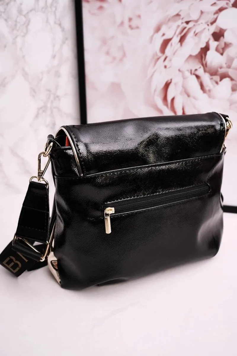 Discount Torebka Listonoszka LAURA BIAGGI Lakierowana Czarna Torebki Klasyczne|Listonoszki