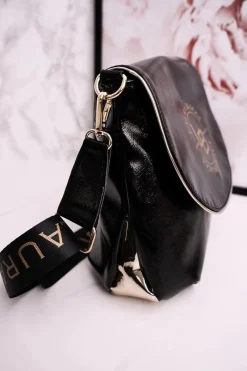 Discount Torebka Listonoszka LAURA BIAGGI Lakierowana Czarna Torebki Klasyczne|Listonoszki