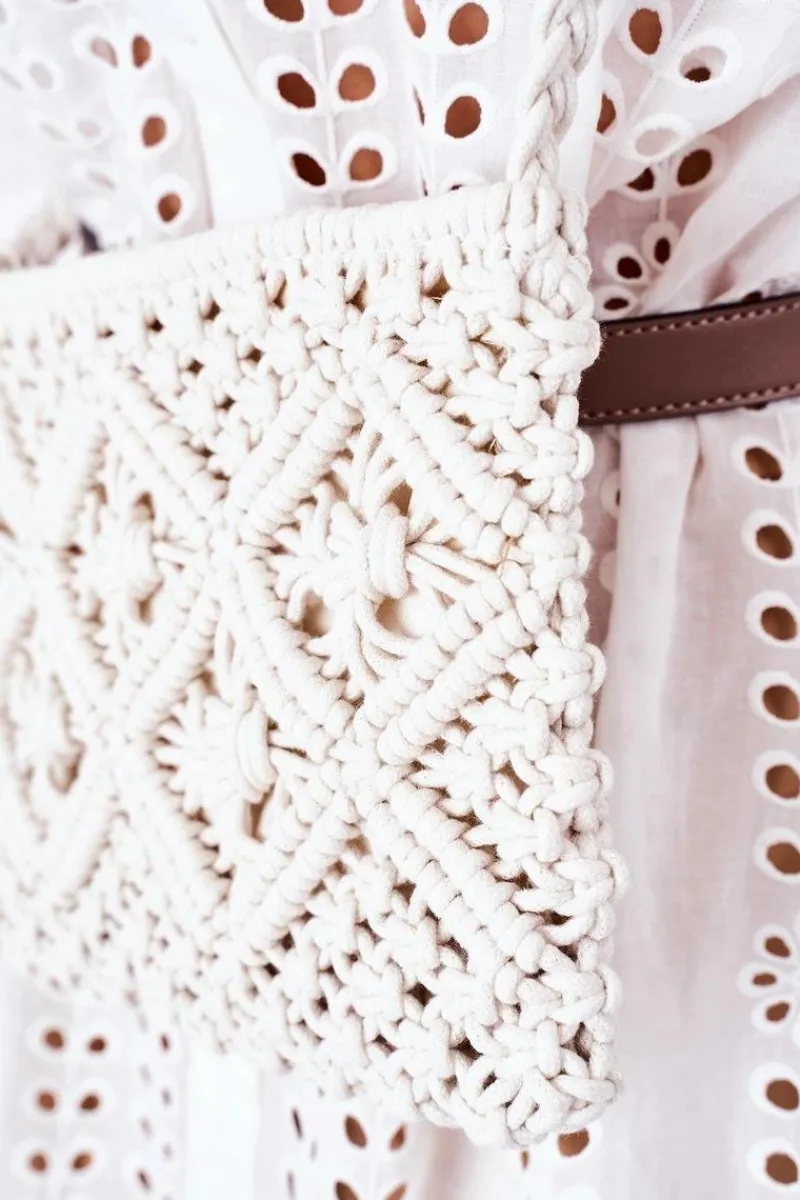 Torebki Plażowe|Torebki Klasyczne>Boto Torebka Listonoszka Makrama BRUNO ROSSI Biała