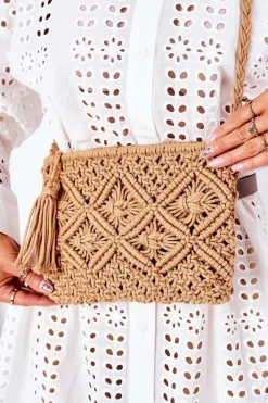 Discount Boto Torebka Listonoszka Makrama BRUNO ROSSI Camel