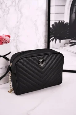 Torebka Listonoszka BAG0202-020 Pikowana Czarna Torebki Monnari|Listonoszki