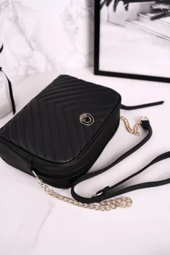 Torebka Listonoszka BAG0202-020 Pikowana Czarna Torebki Monnari|Listonoszki