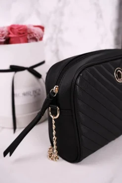 Torebka Listonoszka BAG0202-020 Pikowana Czarna Torebki Monnari|Listonoszki