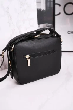 Torebka Listonoszka BAG4220-019 Czarna Złota Torebki Monnari|Listonoszki