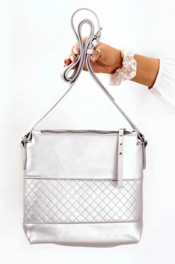 Best Torebka Listonoszka A360-022 Srebrna Torebki Klasyczne|Listonoszki