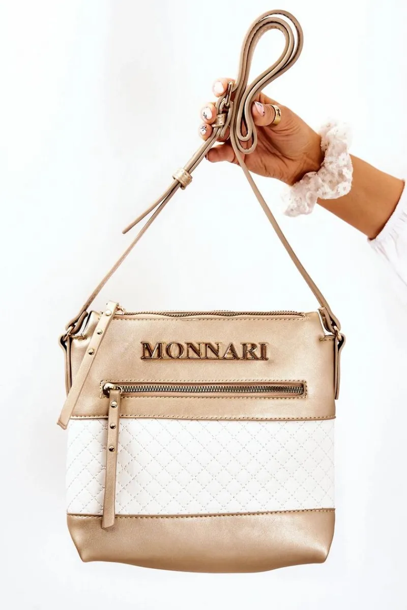 Torebki Monnari|Torebki Klasyczne>Monnari Torebka Listonoszka A360-M23 Złoto-Biała