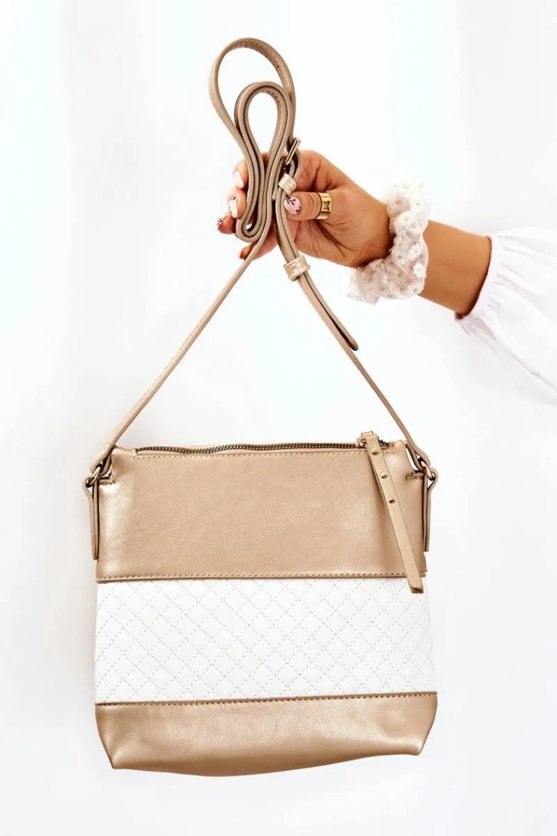 Torebki Monnari|Torebki Klasyczne>Monnari Torebka Listonoszka A360-M23 Złoto-Biała