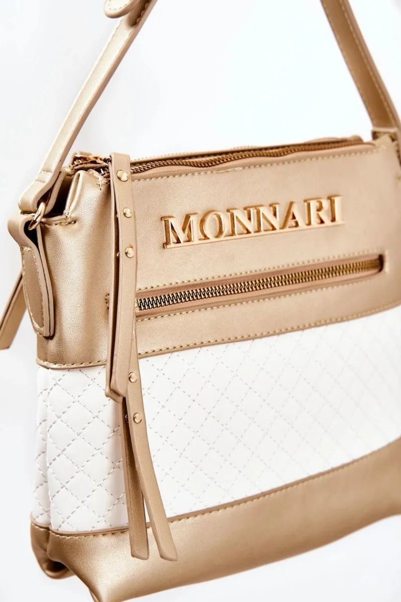 Torebki Monnari|Torebki Klasyczne>Monnari Torebka Listonoszka A360-M23 Złoto-Biała