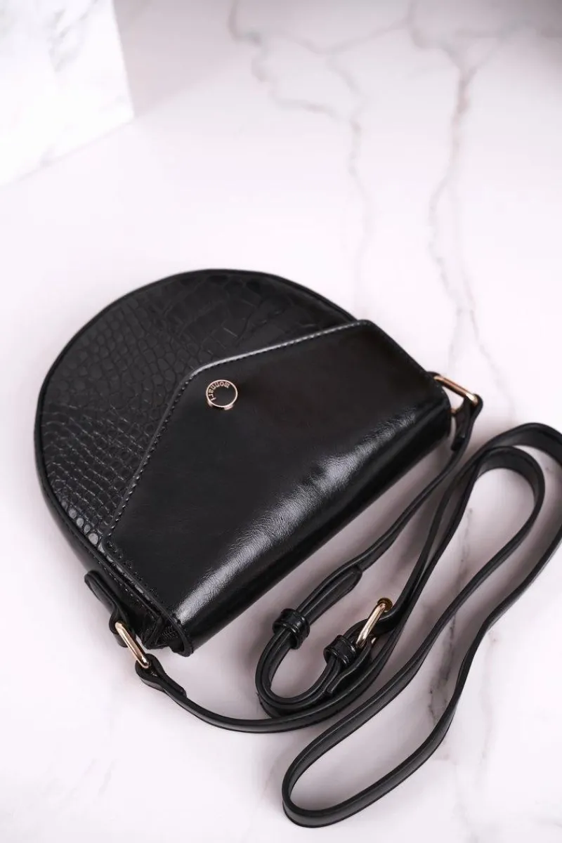 New Torebka Listonoszka BAG5710-020 Czarna Print Zwierzęcy Torebki Monnari|Listonoszki