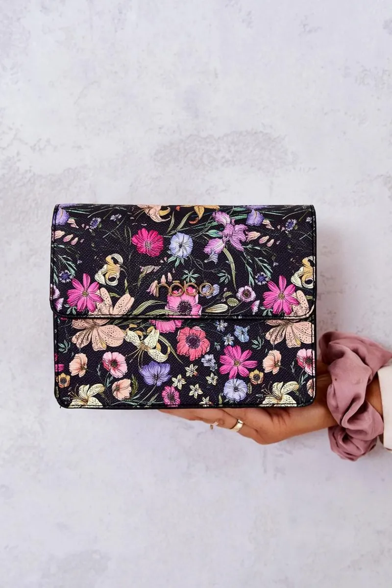 Outlet Torebka Listonoszka NBAG-M1070-CM02 Czarna W Kwiaty Torebki Nobo|Torebki Kuferki