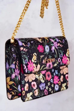 Outlet Torebka Listonoszka NBAG-M1070-CM02 Czarna W Kwiaty Torebki Nobo|Torebki Kuferki