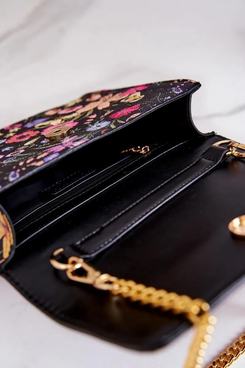 Outlet Torebka Listonoszka NBAG-M1070-CM02 Czarna W Kwiaty Torebki Nobo|Torebki Kuferki