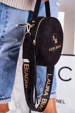 Torebki Klasyczne|Listonoszki>Boto Torebka Listonoszka Okrągła Z Frędzlami LAURA BIAGGI Czarna