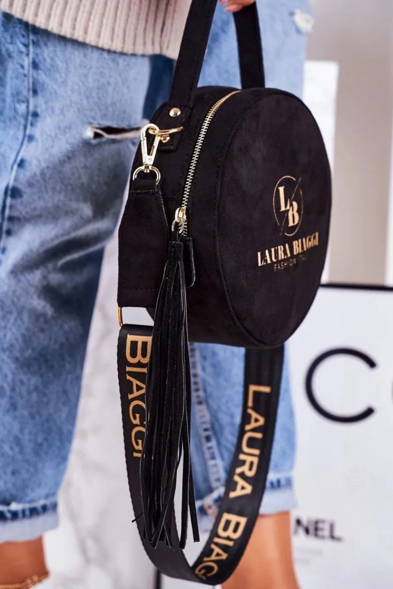 Torebki Klasyczne|Listonoszki>Boto Torebka Listonoszka Okrągła Z Frędzlami LAURA BIAGGI Czarna