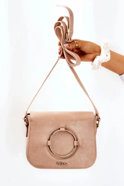 Torebka Listonoszka Wężowa M0820-C015 Beżowa Torebki Nobo|Listonoszki