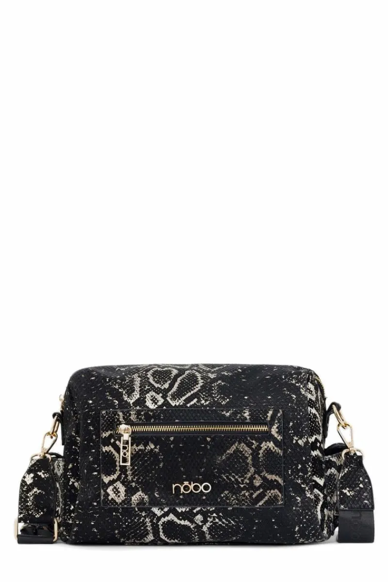 Torebki Nobo|Listonoszki>Nobo Torebka Listonoszka Wężowy Wzór N1330-CM23 Czarno-Złota