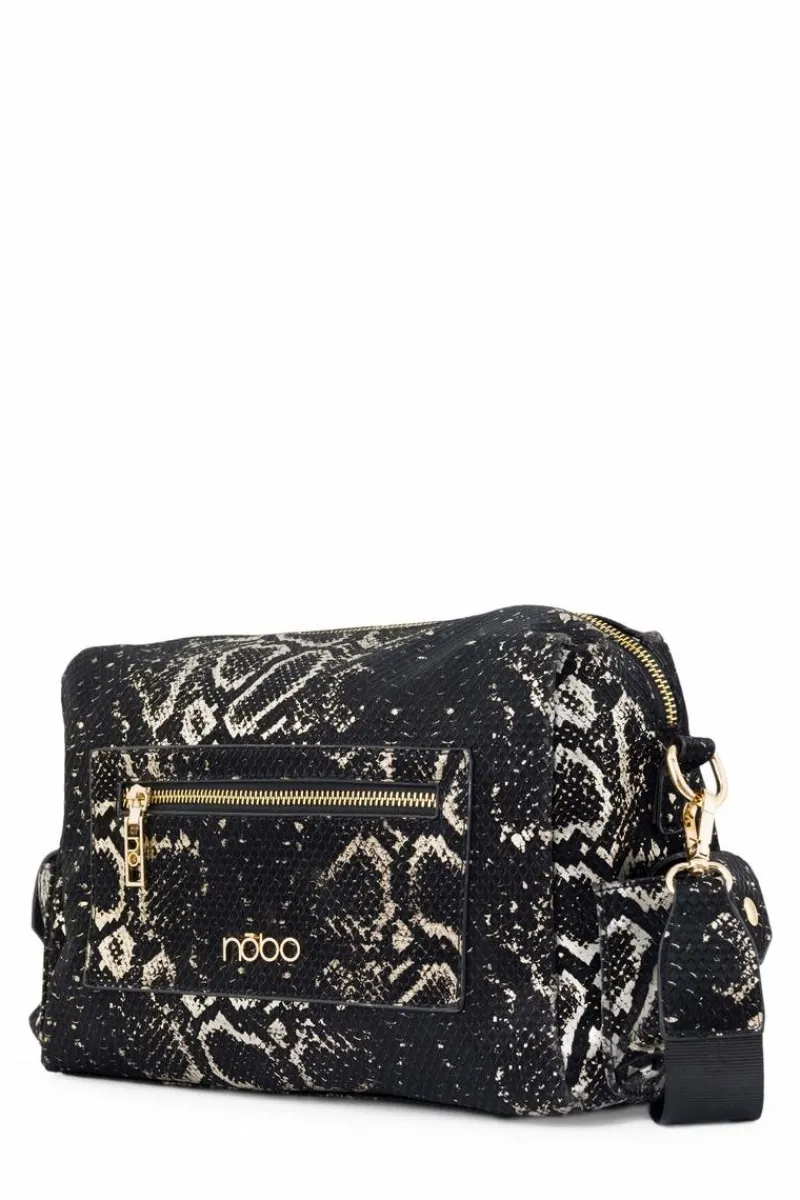 Torebki Nobo|Listonoszki>Nobo Torebka Listonoszka Wężowy Wzór N1330-CM23 Czarno-Złota