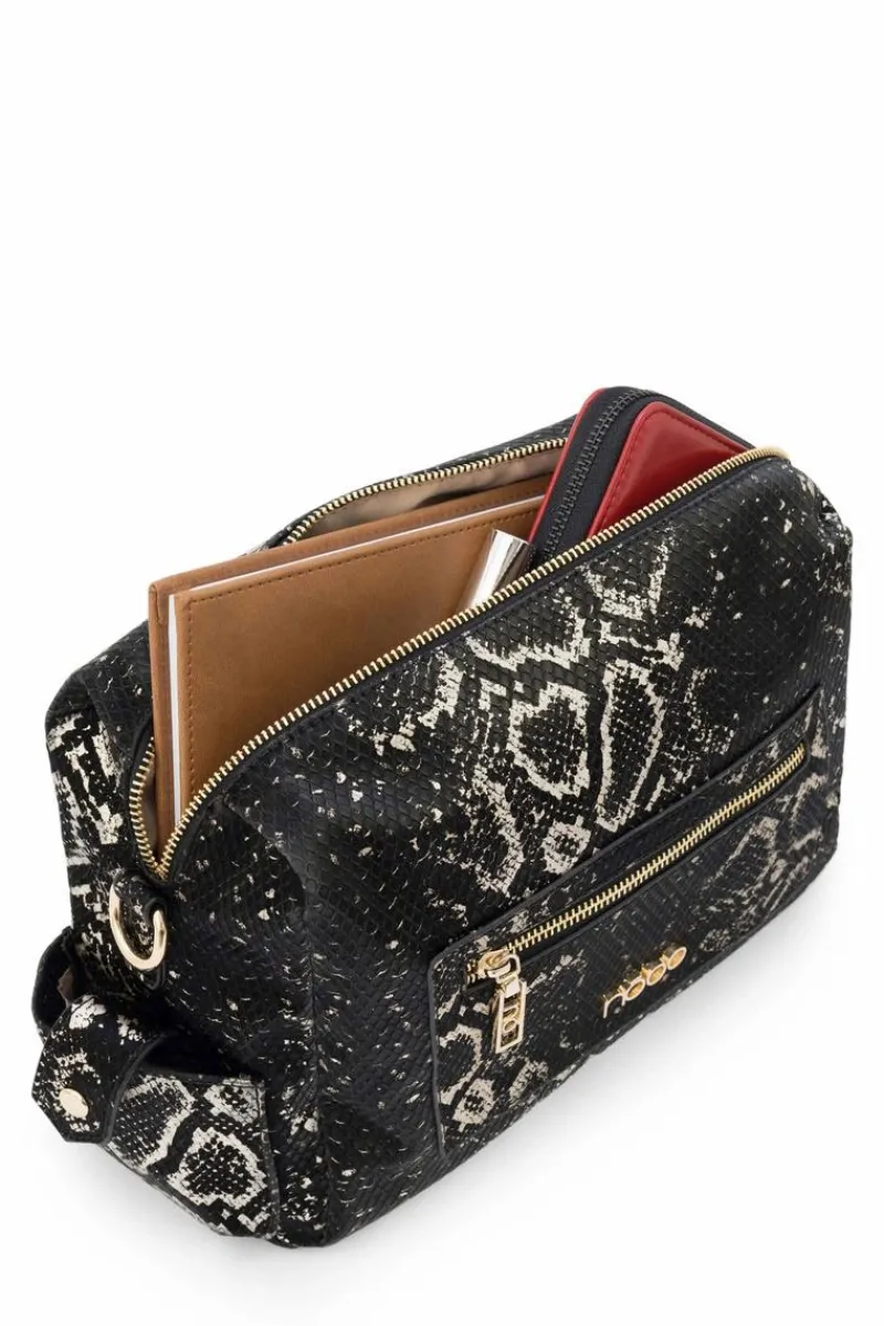 Torebki Nobo|Listonoszki>Nobo Torebka Listonoszka Wężowy Wzór N1330-CM23 Czarno-Złota