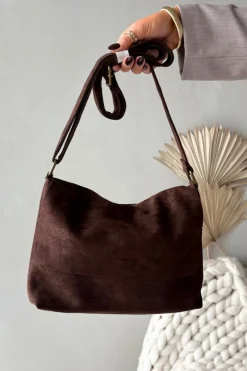 New Boto Torebka Listonoszka Z Eko Zamszu Czekoladowa Carenza