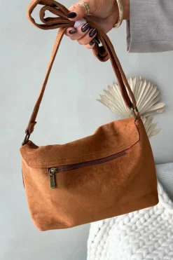 New Boto Torebka Listonoszka Z Eko Zamszu Camel Carenza Brązowy