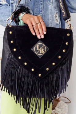 Outlet Torebka Listonoszka Z Frędzlami LAURA BIAGGI Czarna Torebki Klasyczne|Listonoszki