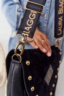 Outlet Torebka Listonoszka Z Frędzlami LAURA BIAGGI Czarna Torebki Klasyczne|Listonoszki