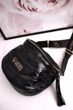 Sale Boto Torebka Listonoszka Z Frędzlami LAURA BIAGGI Błyszcząca Czarna