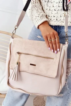 Hot Boto Torebka Listonoszka Z Odpinanym Paskiem LAURA BIAGGI Beżowa