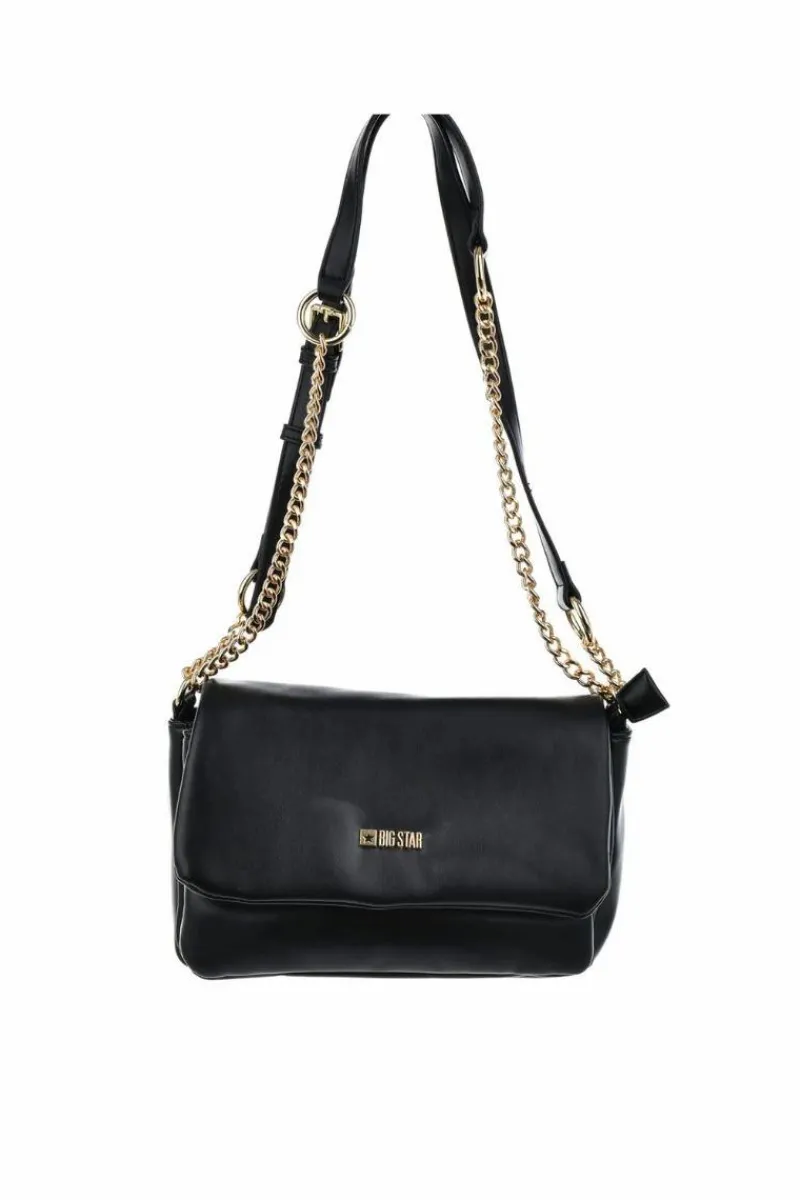Torebki Klasyczne|Listonoszki>Big Star Shoes Torebka Listonoszka Ze Złotym Łańcuchem Big Star OO574048 Czarna