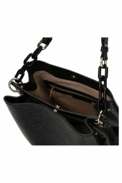 New Torebka Na Ramię Wężowa M0120-C020 Czarna Torebki Nobo|Listonoszki