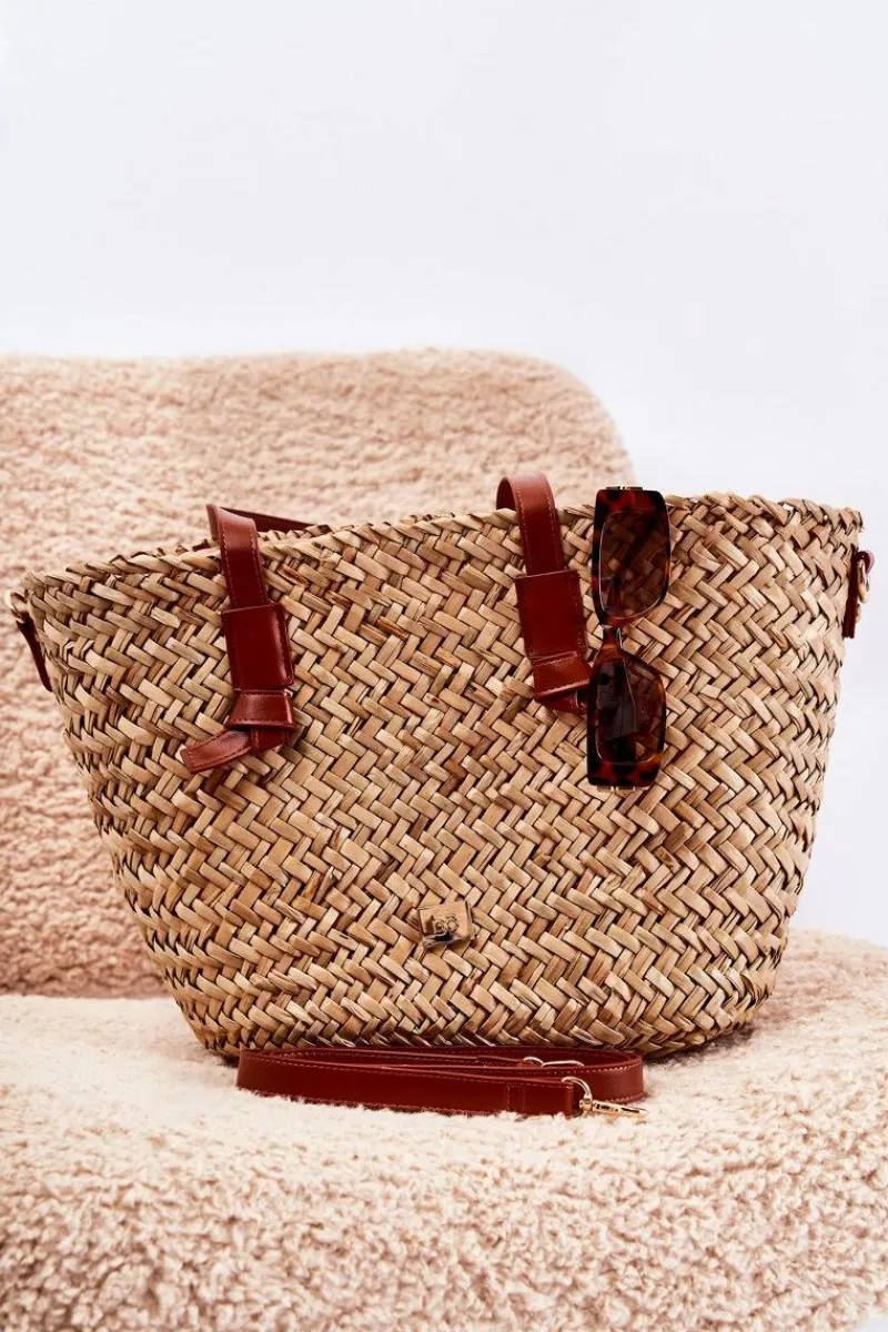 Torebki Plażowe|Torebki Nobo>Nobo Torebka Pleciona Na Plażę XM0020-CM17 Beżowo-Brązowa