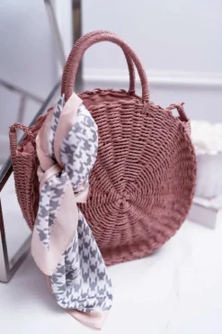 Torebka Pleciona Octario Różowa Torebki Klasyczne