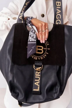 Best Torebka Shopper Na Ramię LAURA BIAGGI Czarna Torebki Klasyczne