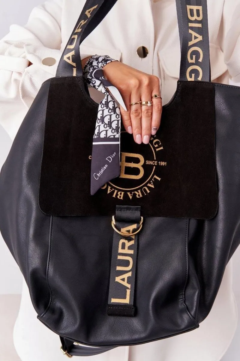 Best Torebka Shopper Na Ramię LAURA BIAGGI Czarna Torebki Klasyczne