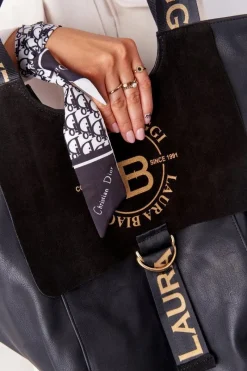 Best Torebka Shopper Na Ramię LAURA BIAGGI Czarna Torebki Klasyczne