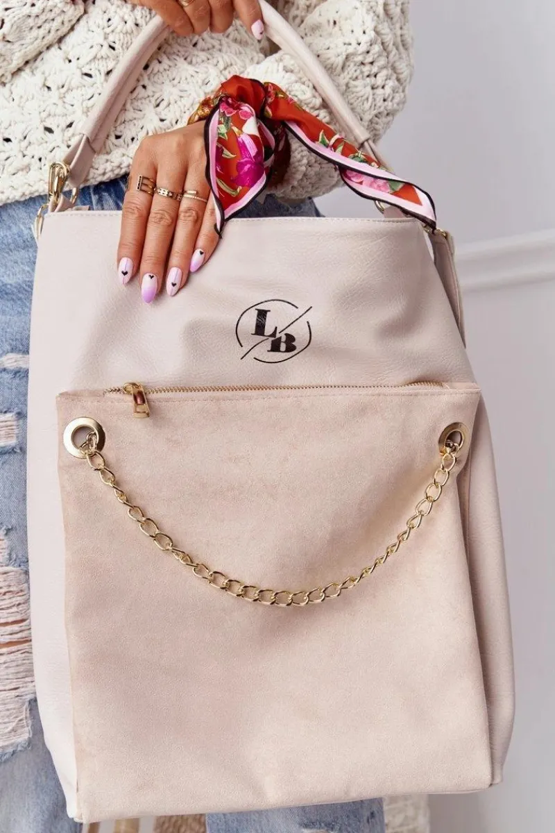 Hot Torebka Shopper Na Ramię LAURA BIAGGI Beżowa Torebki Klasyczne