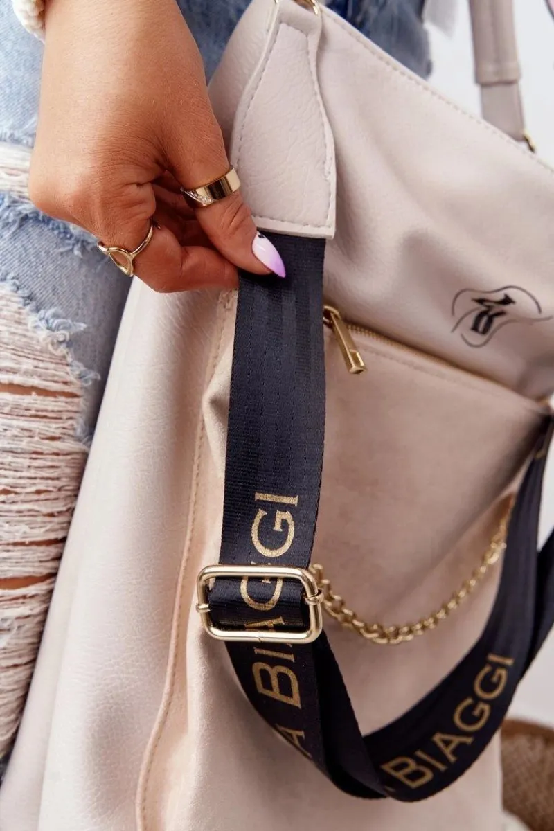 Hot Torebka Shopper Na Ramię LAURA BIAGGI Beżowa Torebki Klasyczne