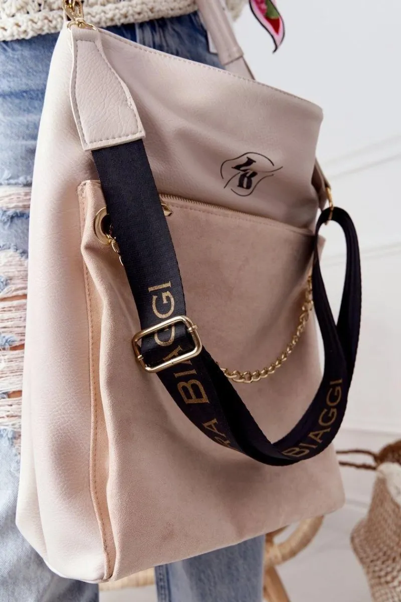 Hot Torebka Shopper Na Ramię LAURA BIAGGI Beżowa Torebki Klasyczne