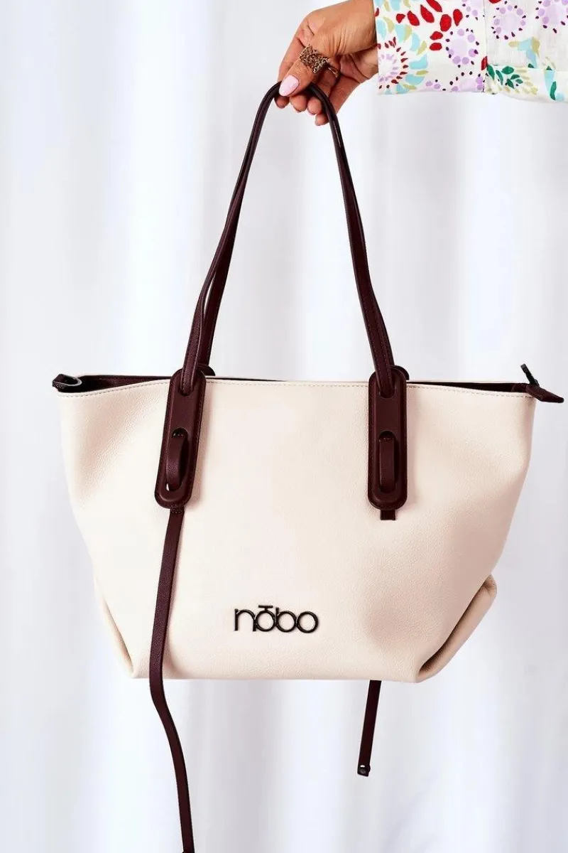 Torebka Shopper Na Ramię K3180 Jasny Beż Torebki Nobo|Torebki Klasyczne