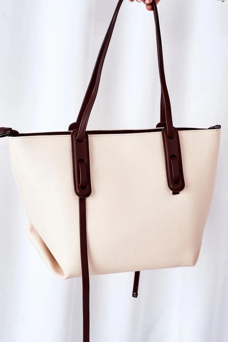 Torebka Shopper Na Ramię K3180 Jasny Beż Torebki Nobo|Torebki Klasyczne
