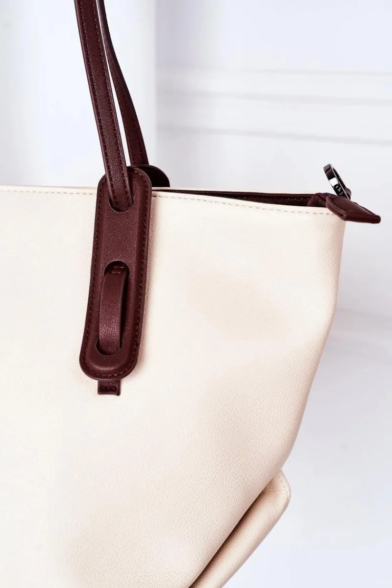 Torebka Shopper Na Ramię K3180 Jasny Beż Torebki Nobo|Torebki Klasyczne