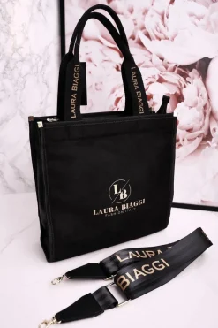 Torebki Klasyczne>Boto Torebka Shopper Z Odpinanym Paskiem LAURA BIAGGI Czarna