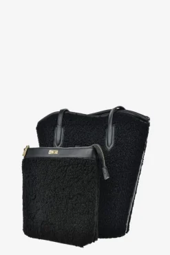 Torebki Klasyczne>Big Star Shoes Torebka Shopperka Z Futerkiem Typu Baranek Big Star OO574147 Czarna