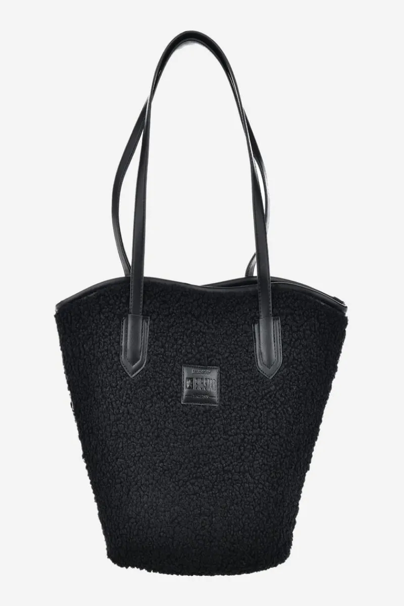 Torebki Klasyczne>Big Star Shoes Torebka Shopperka Z Futerkiem Typu Baranek Big Star OO574147 Czarna