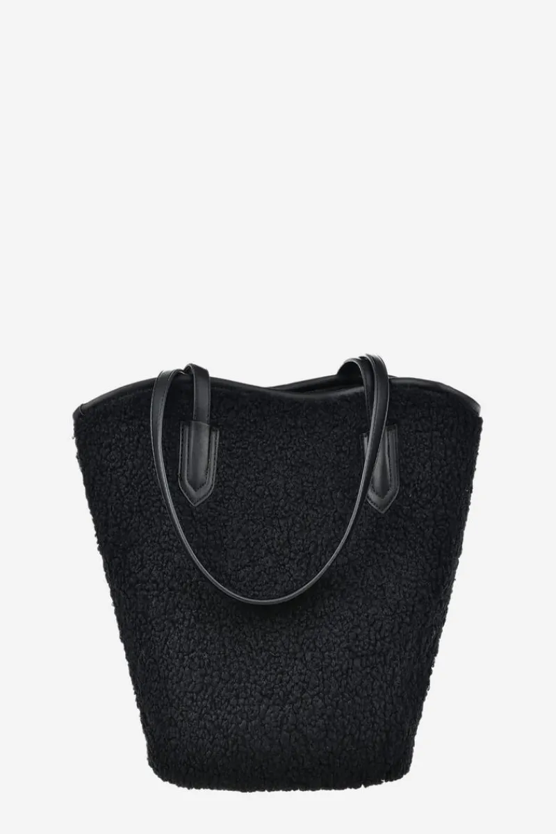 Torebki Klasyczne>Big Star Shoes Torebka Shopperka Z Futerkiem Typu Baranek Big Star OO574147 Czarna