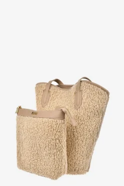 Hot Torebka Shopperka Z Futerkiem Typu Baranek Big Star OO574148 Beżowa Torebki Klasyczne