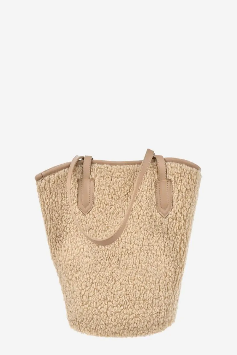 Hot Torebka Shopperka Z Futerkiem Typu Baranek Big Star OO574148 Beżowa Torebki Klasyczne