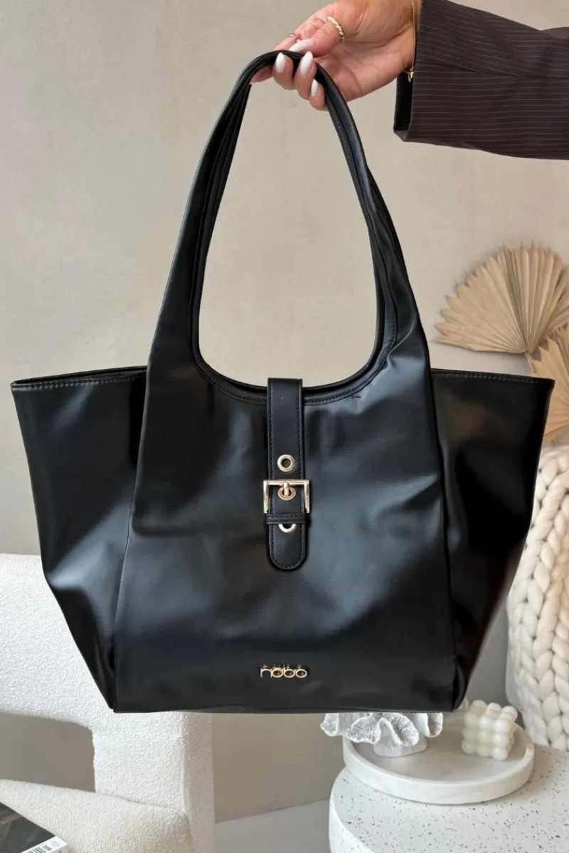 Torebki Nobo|Torebki Klasyczne>Nobo Torebka Shopperka Z Klamrą BAG6010-020 Czarna Czarny
